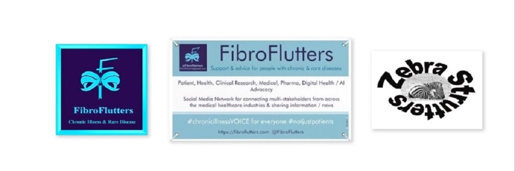 FibroFlutters & ZebraStrutters logo banner
